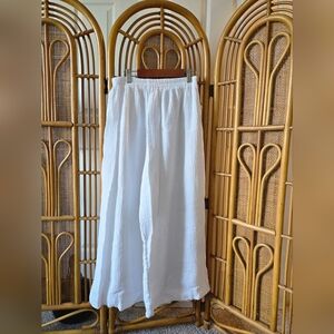Boheme Goods White Cotton Gauze Trousers Wide Leg Pant